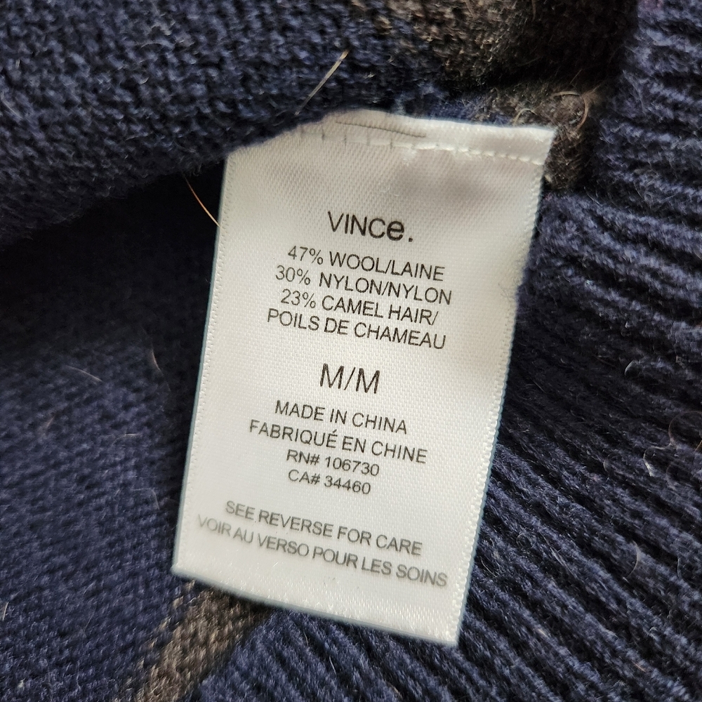 Vince Men's Sweater in Navy and Brown Stripes Medium - Picture 7 of 7